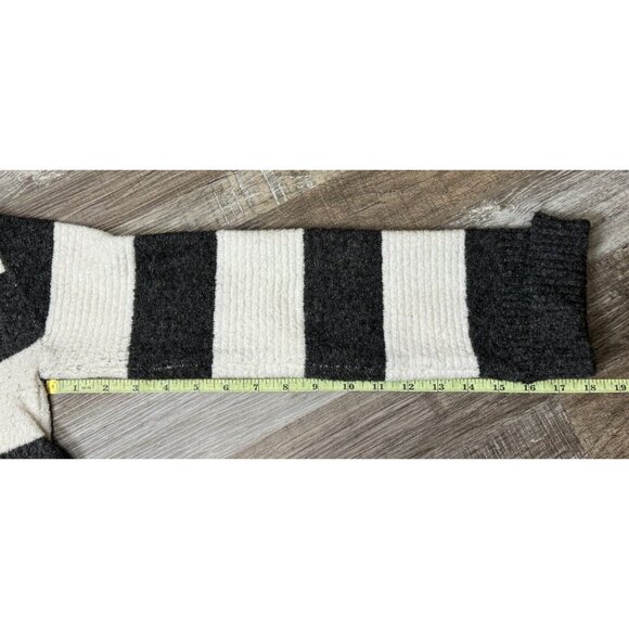 Kaisely Womens Dark Gray and Cream Striped Sweater Long Sleeve Ribbed Medium - Picture 12 of 14